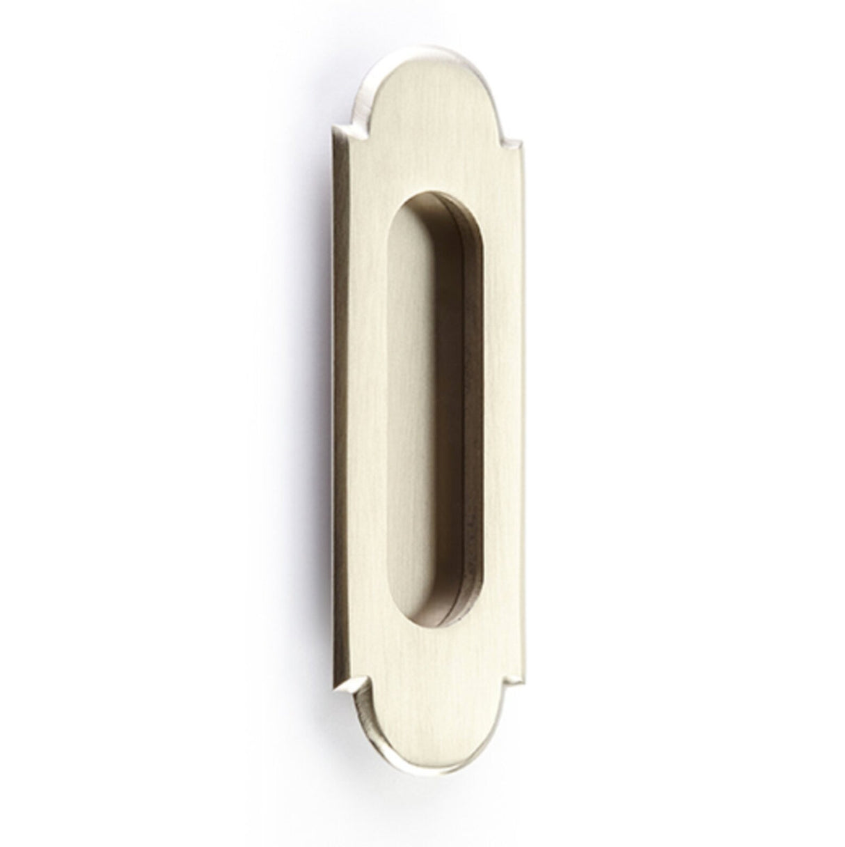 Modern "Fleur" Flush Satin Nickel Recess Door Pull - Forge Hardware Studio