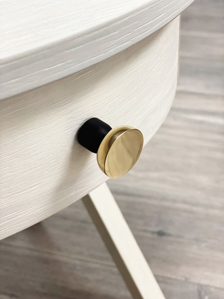 Wall Hook Cabinet Knob "Kori" Dual Finish Polished Brass and Matte Black - Forge Hardware Studio
