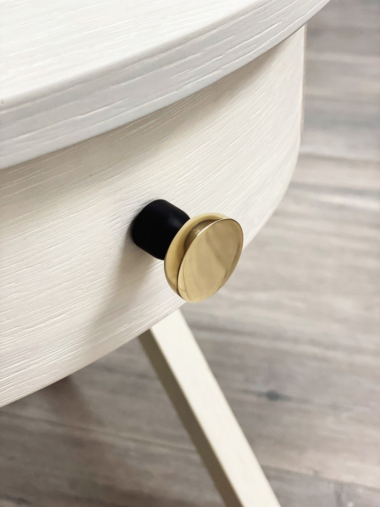 Wall Hook Cabinet Knob "Kori" Dual Finish Polished Brass and Matte Black - Forge Hardware Studio