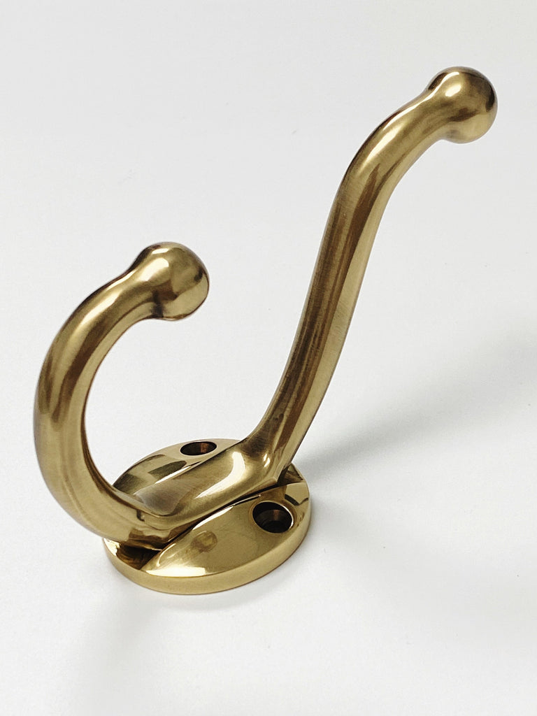 French Brass "Heritage" Wall Hook, Brass Wall Coat Hook - Forge Hardware Studio