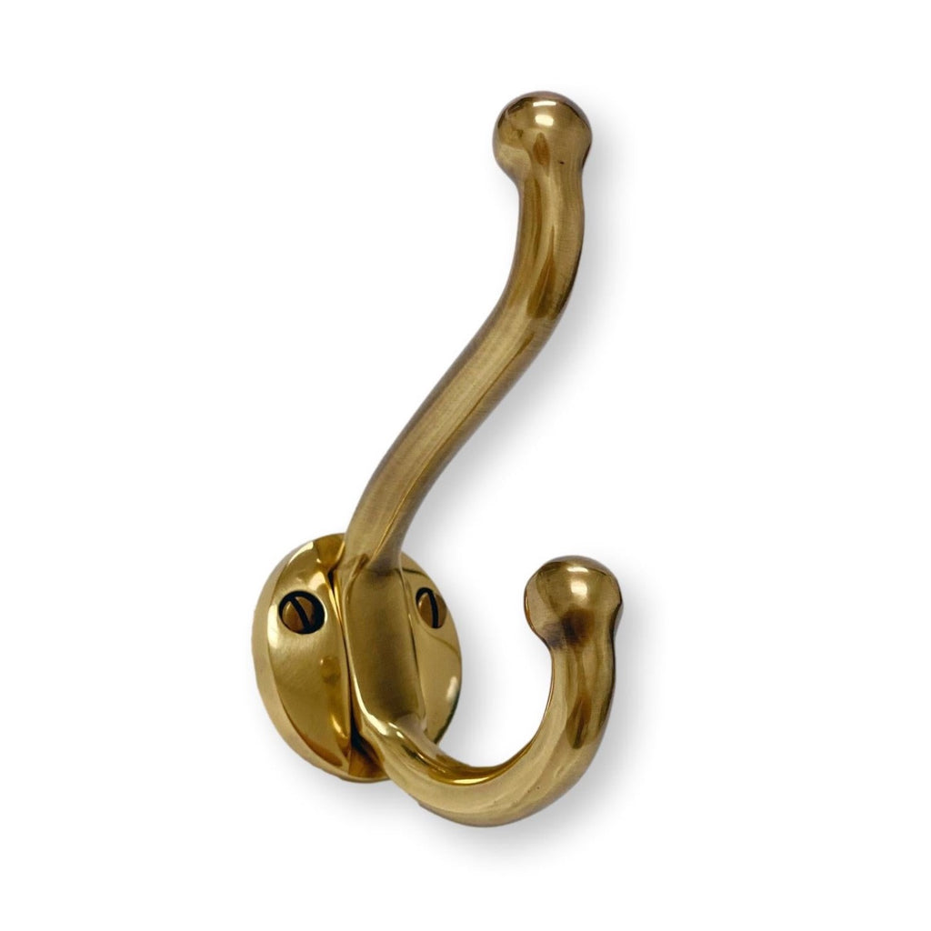 French Brass "Heritage" Wall Hook, Brass Wall Coat Hook - Forge Hardware Studio