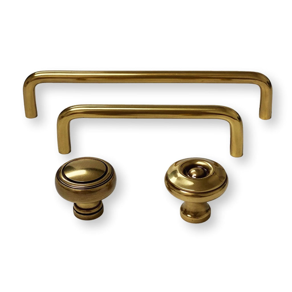 French Brass "Heritage No.2" Cabinet Knobs and Wire Pulls - Forge Hardware Studio