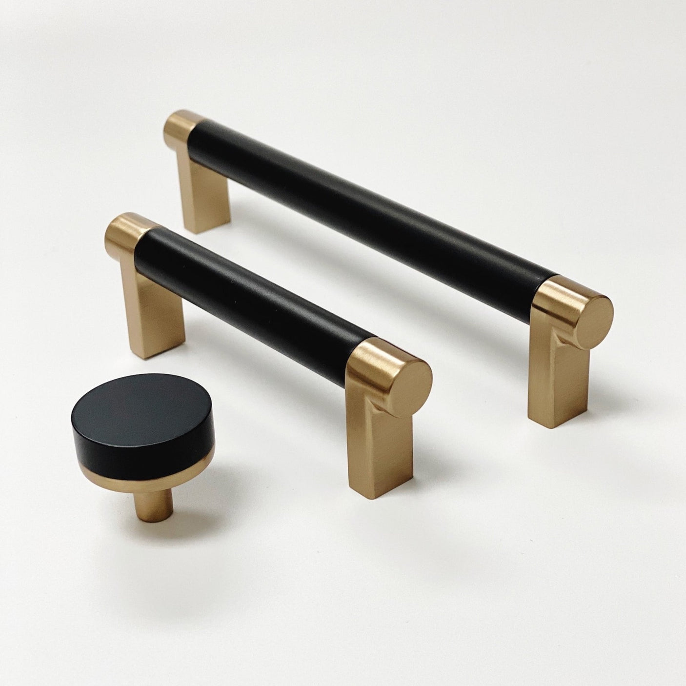 Smooth "Converse No.2" Champagne Bronze and Black Dual-Finish Knobs and Pulls - Forge Hardware Studio