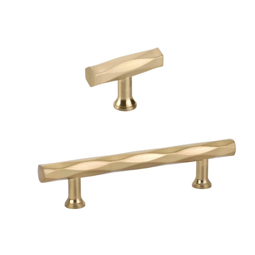 T-Bar "American Designer" Drawer Pulls in Satin Brass - Forge Hardware Studio