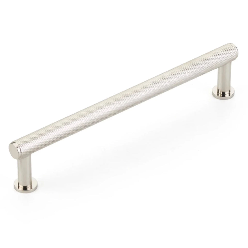 Polished Nickel "Maison" Knurled Drawer Pulls and Cabinet Knobs with Optional Backplate - Forge Hardware Studio