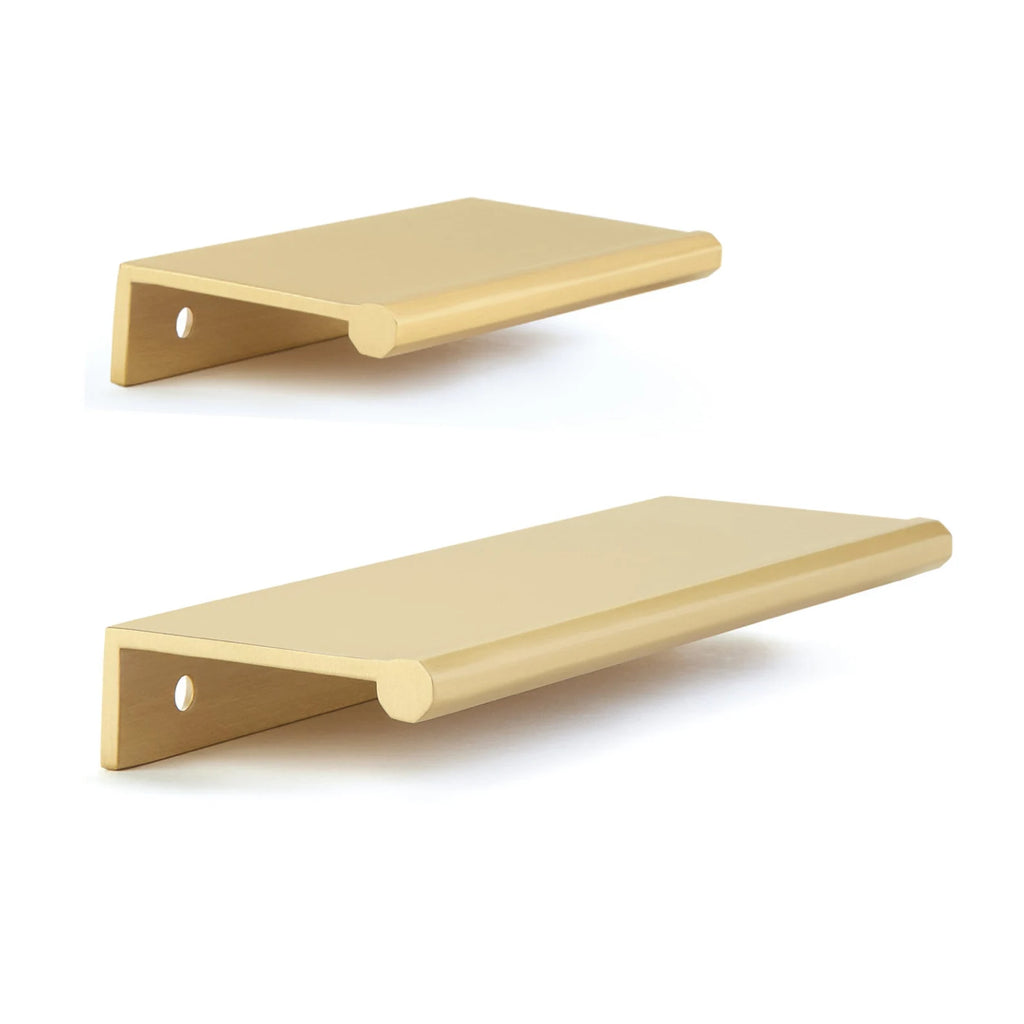 Satin Brass "Porter" Edge Drawer Pull - Forge Hardware Studio