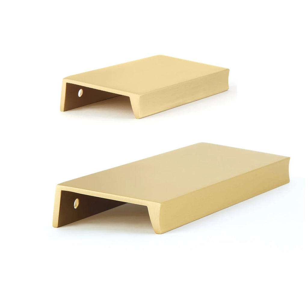 Satin Brass "Parker" Edge Drawer Pull - Forge Hardware Studio