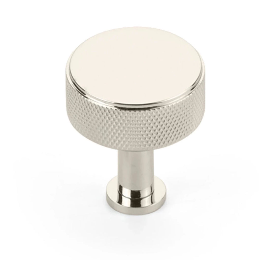 Polished Nickel "Maison" Knurled Drawer Pulls and Cabinet Knobs with Optional Backplate - Forge Hardware Studio