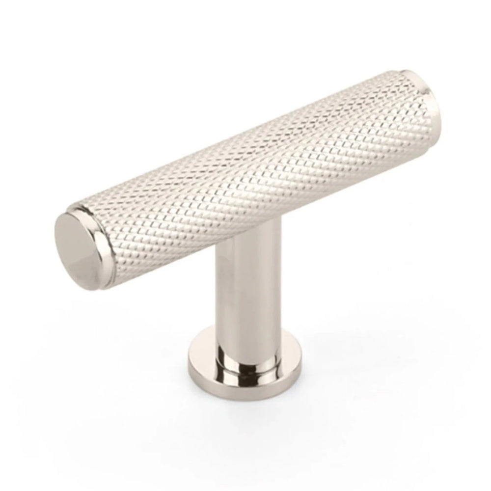 Polished Nickel "Maison" Knurled Drawer Pulls and Cabinet Knobs with Optional Backplate - Forge Hardware Studio