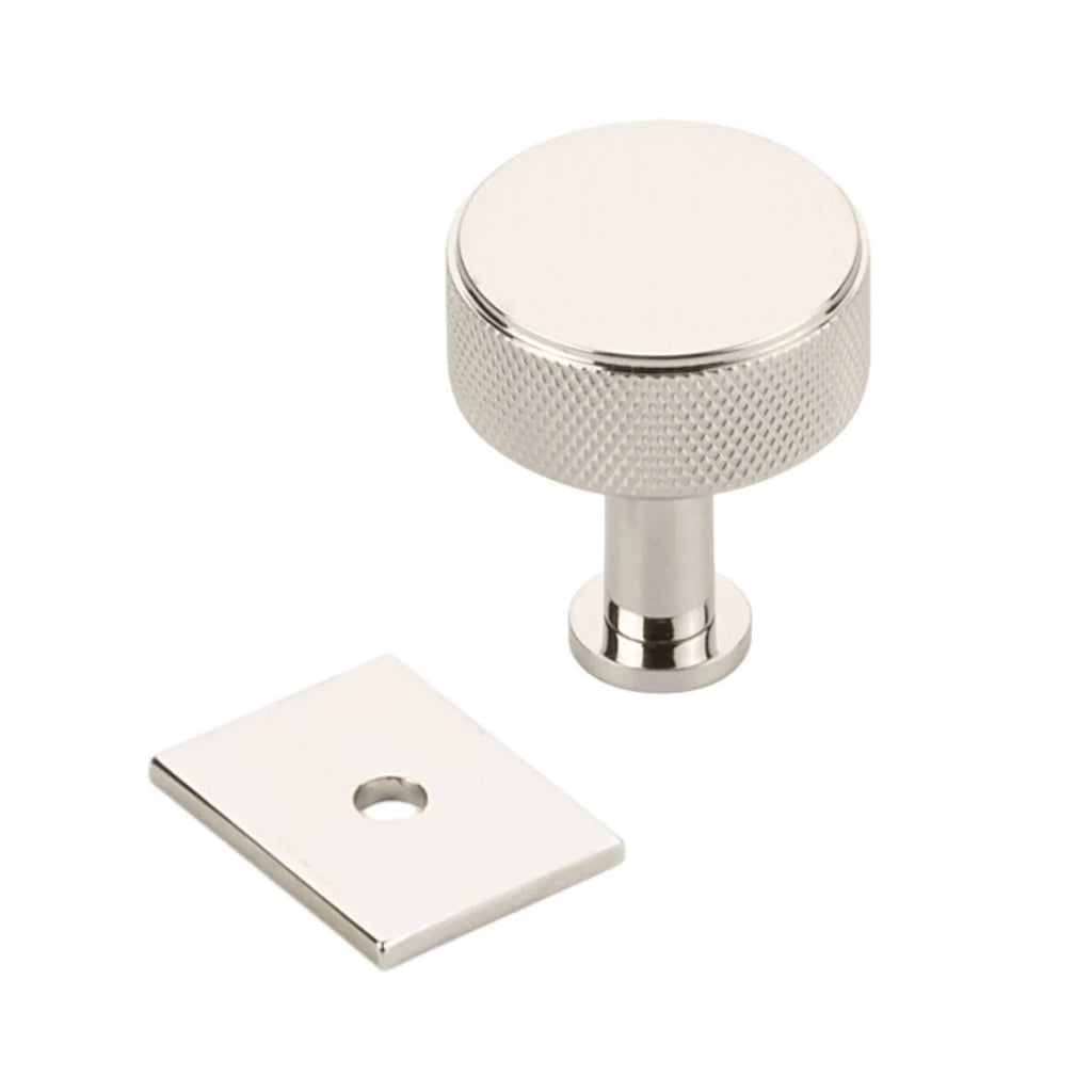 Polished Nickel "Maison" Knurled Drawer Pulls and Cabinet Knobs with Optional Backplate - Forge Hardware Studio