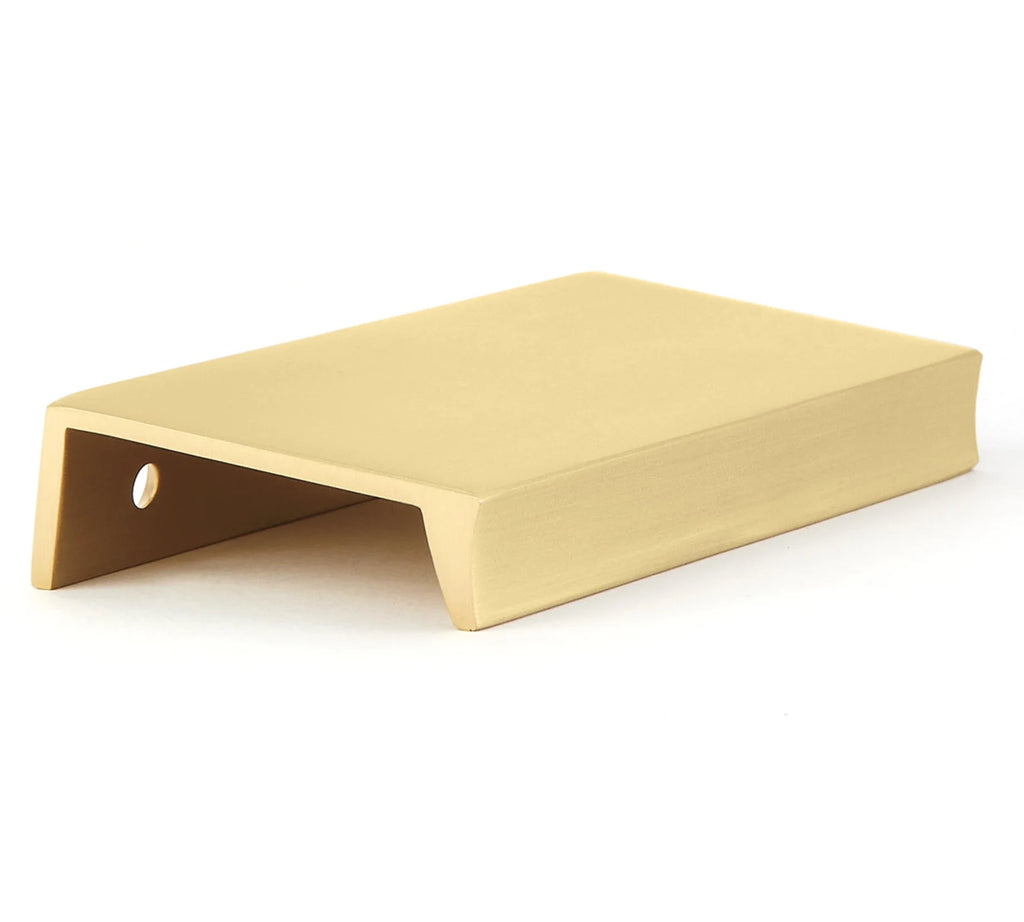 Satin Brass "Parker" Edge Drawer Pull - Forge Hardware Studio