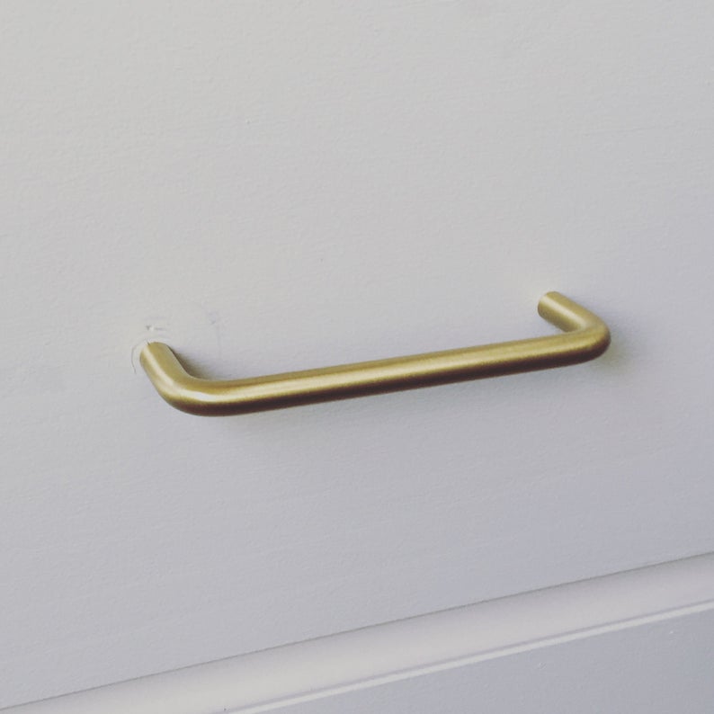 Wire Mid-Century "Peggy" Satin Brass Drawer Pulls - Brass Cabinet Hardware 