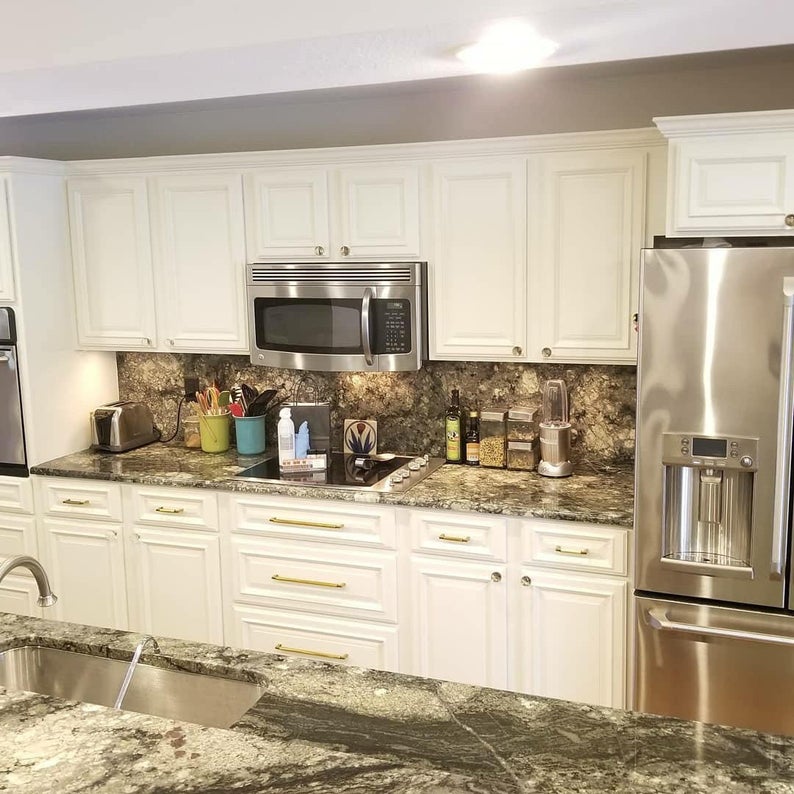 Round Glass and Brass Ball Drawer Knob - Brass Cabinet Hardware 