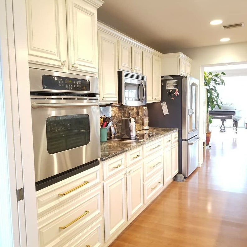 Round Glass and Brass Ball Drawer Knob - Brass Cabinet Hardware 