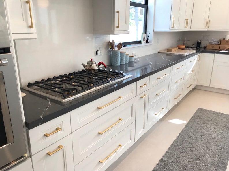 Luxe Brass Drawer Pulls in Satin Brass - Brass Cabinet Hardware 