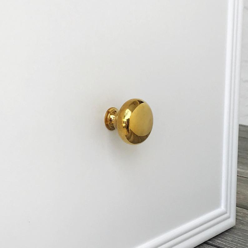 Unlacquered Brass "Eloise" Round Cabinet Knob - Kitchen Drawer Pull - Brass Cabinet Hardware 