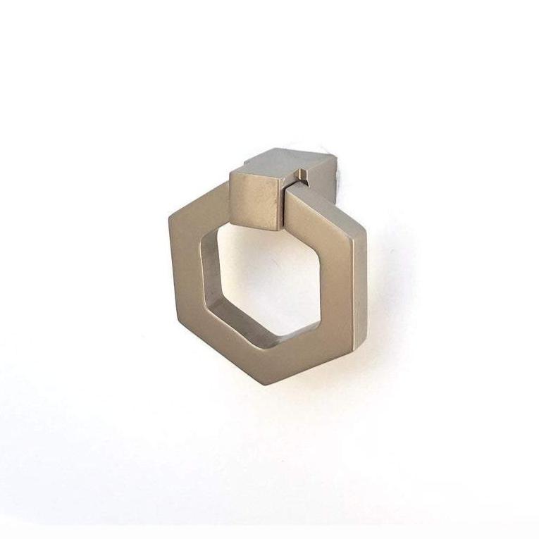 Zimi Satin Nickel Octagon Ring Pull - Brass Cabinet Hardware 