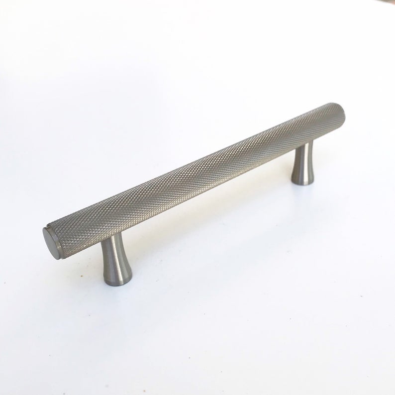 Brushed Nickel Solid "Texture" Knurled Drawer Pulls and Knobs - Brass Cabinet Hardware 