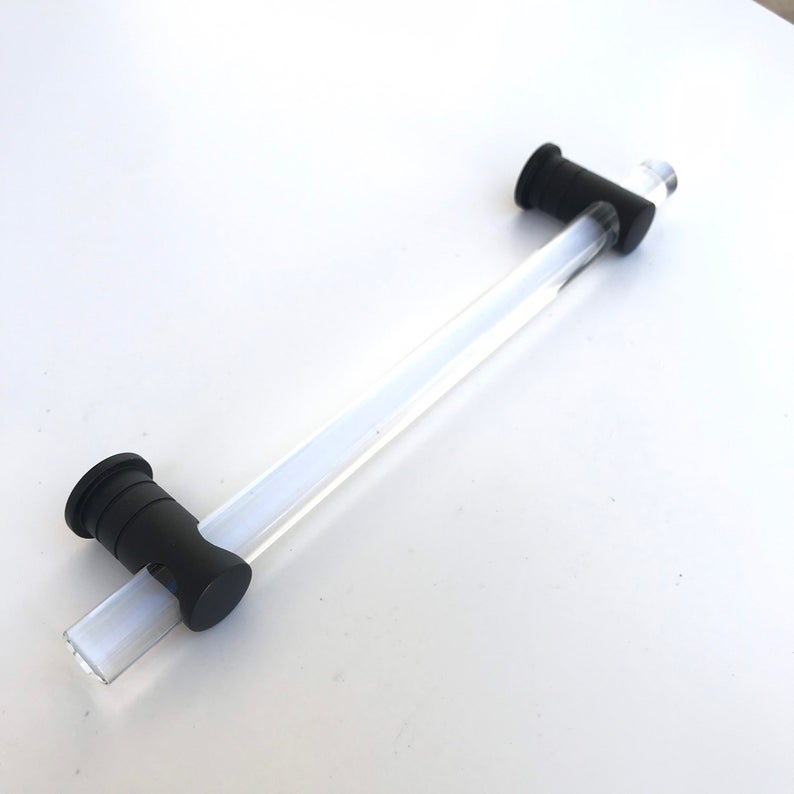 Matte Black and Lucite "Luz" Cabinet Knobs and Drawer Pulls (Adjustable) - Brass Cabinet Hardware 