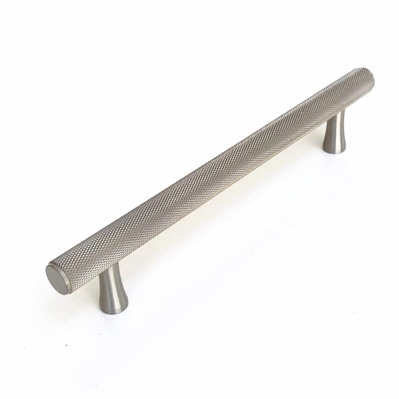 Brushed Nickel Solid "Texture" Knurled Drawer Pulls and Knobs - Brass Cabinet Hardware 