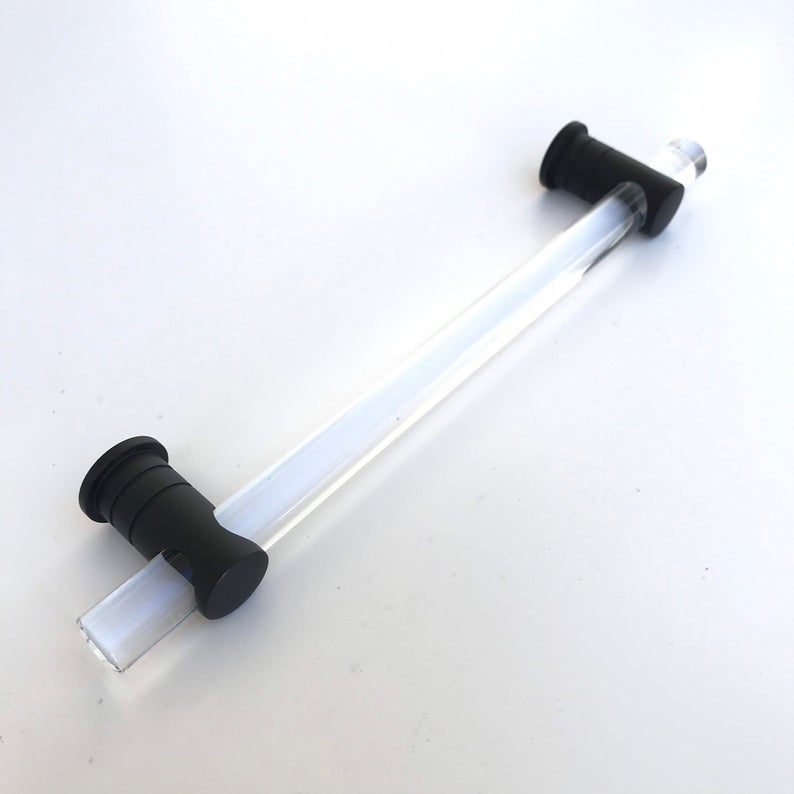 Matte Black and Lucite "Luz" Cabinet Knobs and Drawer Pulls (Adjustable) - Brass Cabinet Hardware 