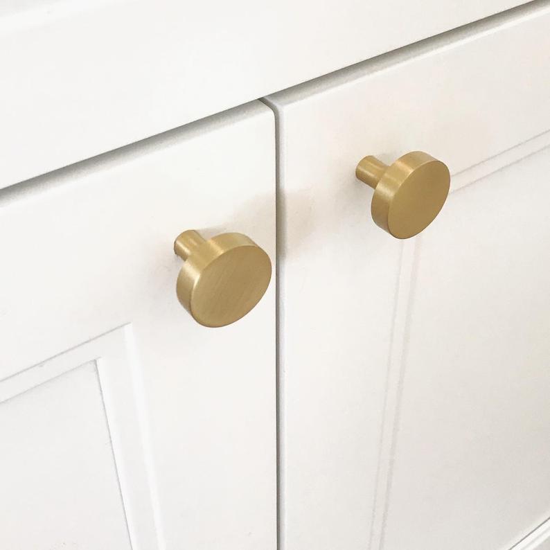 Satin Brass "Neal" Cabinet Knobs and Pulls Cabinet Hardware - Forge Hardware Studio