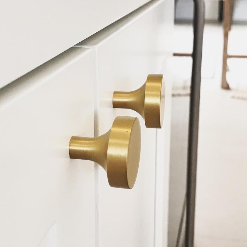 Satin Brass "Neal" Cabinet Knobs and Pulls Cabinet Hardware - Forge Hardware Studio