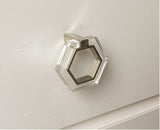 Polished Nickel and Lucite Geometric Knob - Brass Cabinet Hardware 