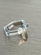 Polished Nickel and Lucite Geometric Knob - Brass Cabinet Hardware 