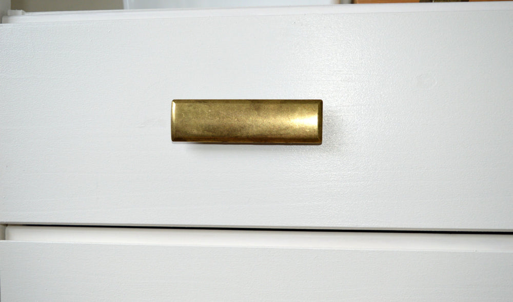 Rectangular Drawer  "Roman" Pulls in Antique Brass - Brass Cabinet Hardware 