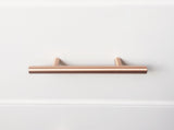 Satin Copper T-Bar European Drawer Pulls - Brass Cabinet Hardware 