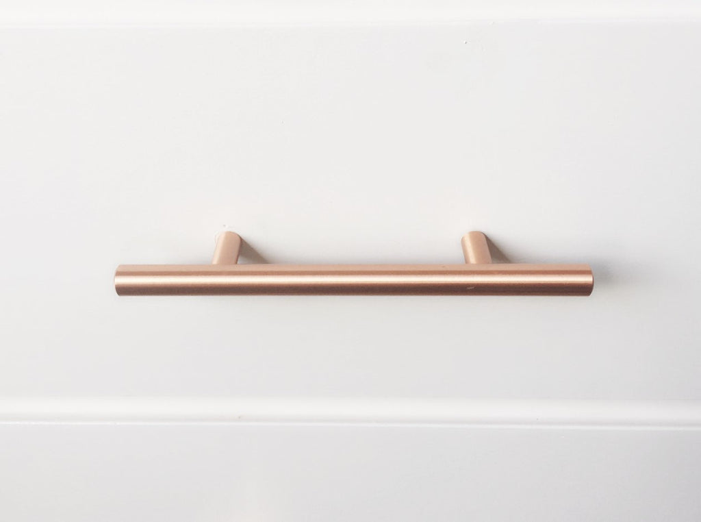 Satin Copper T-Bar European Drawer Pulls - Brass Cabinet Hardware 