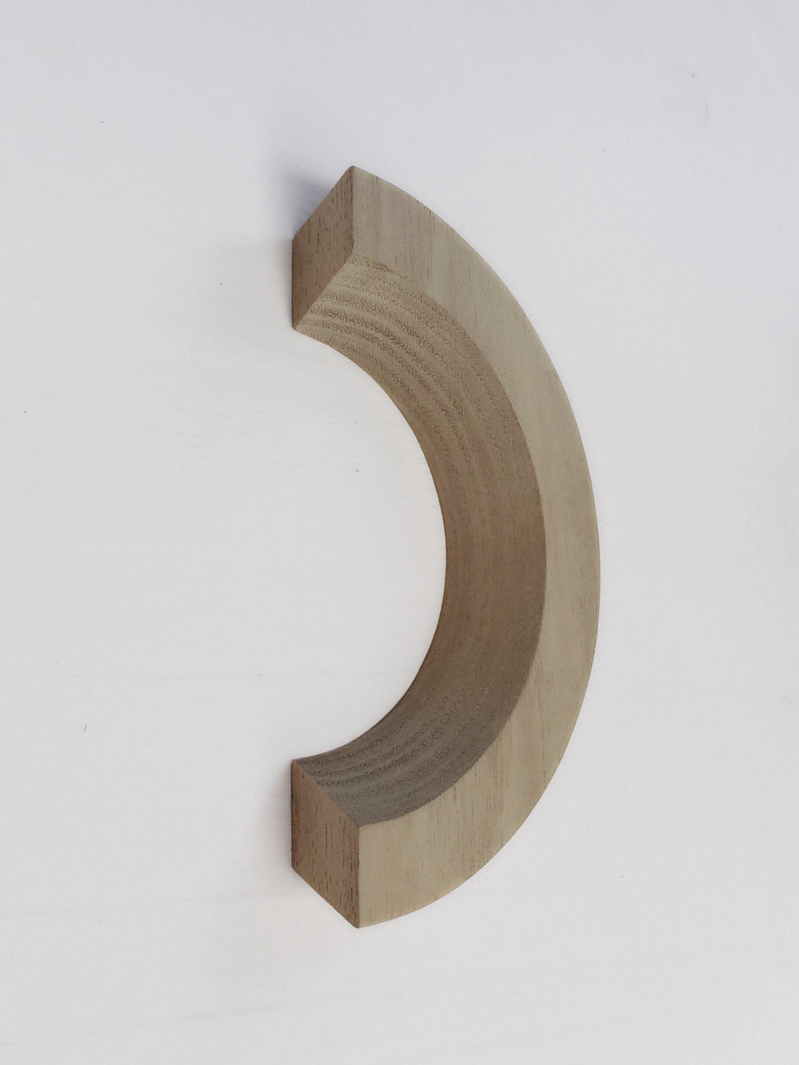 Wood Drawer Pull - Mid-century Modern Semi-Circle Wood Handles - Brass Cabinet Hardware 