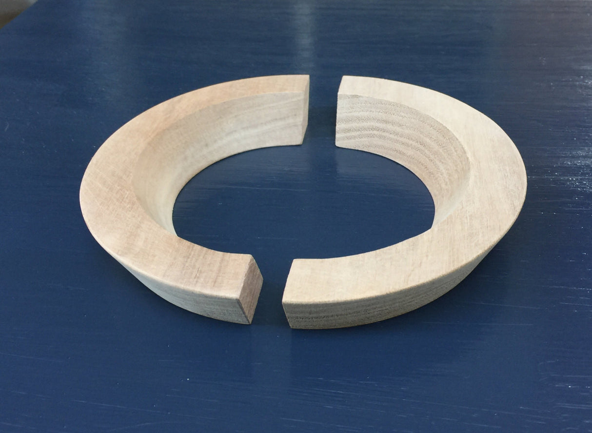 Wood Drawer Pull - Mid-century Modern Semi-Circle Wood Handles - Brass Cabinet Hardware 