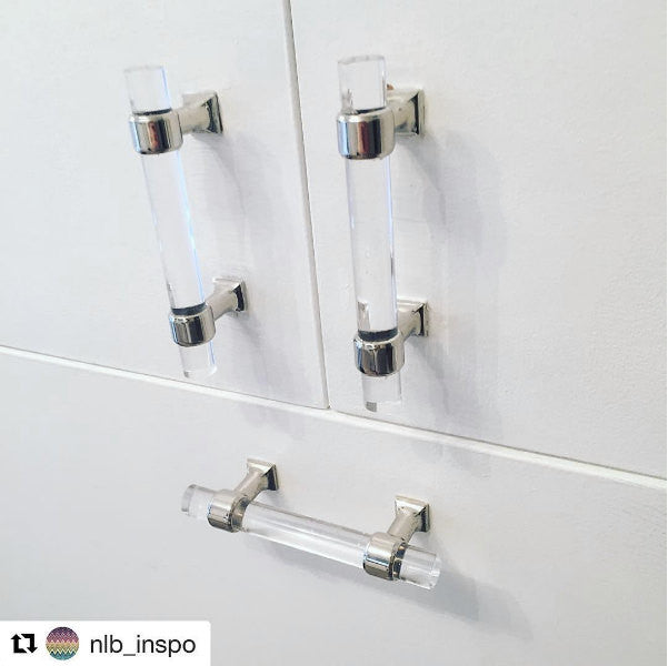 Polished Nickel "Gigi" Lucite Modern Drawer Pull - Brass Cabinet Hardware 