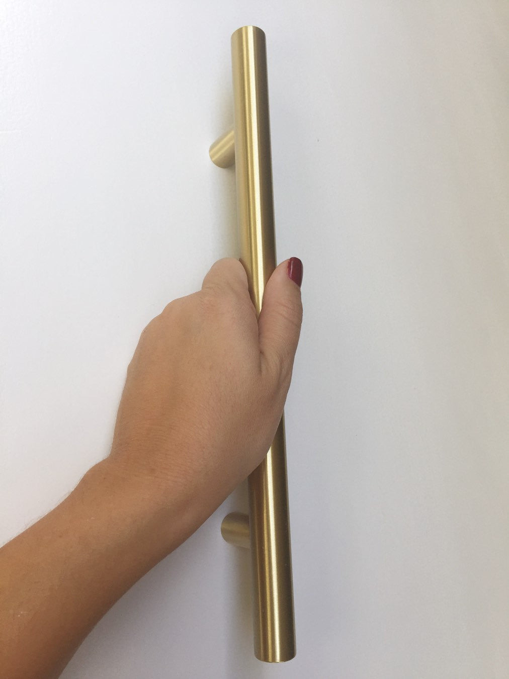 Satin Brass Fridge T-Bar 8" Appliance Pull - European Pull - Brass Cabinet Hardware 