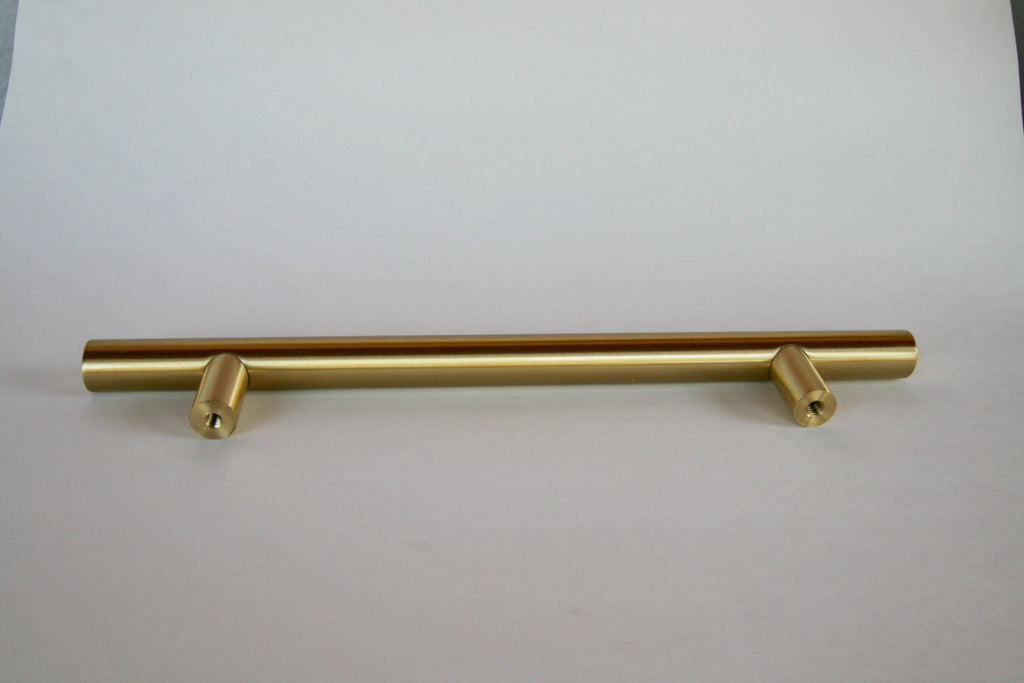 Satin Brass Fridge T-Bar 8" Appliance Pull - European Pull - Brass Cabinet Hardware 