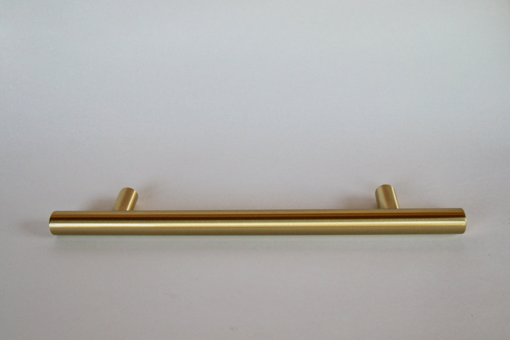 Satin Brass Fridge T-Bar 8" Appliance Pull - European Pull - Brass Cabinet Hardware 