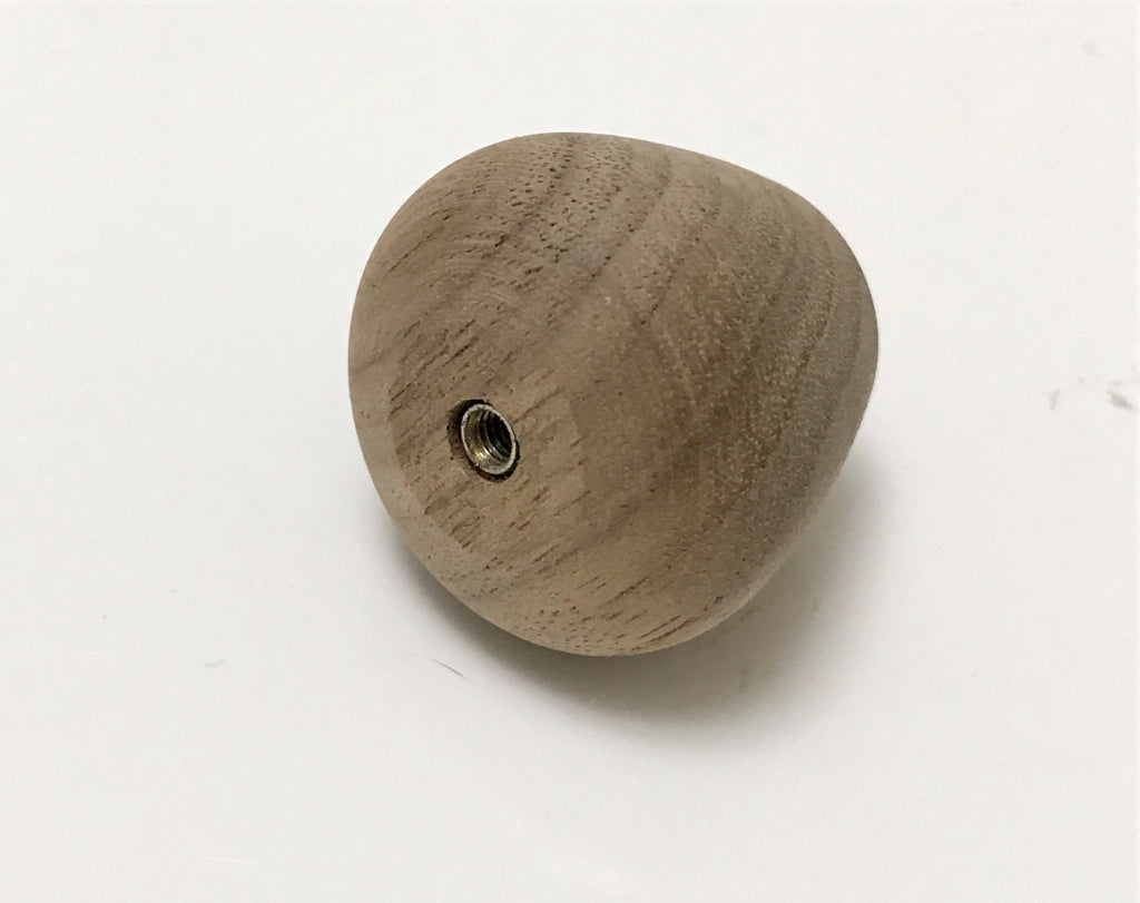 Walnut Mid-century Modern Wood Drawer Knobs - Brass Cabinet Hardware 