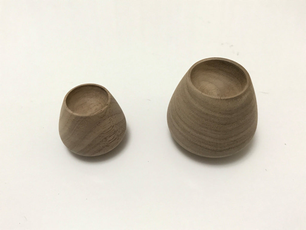 Walnut Mid-century Modern Wood Drawer Knobs - Brass Cabinet Hardware 
