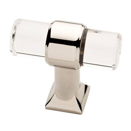 Polished Nickel and Lucite Cabinet T-Knob - Brass Cabinet Hardware 