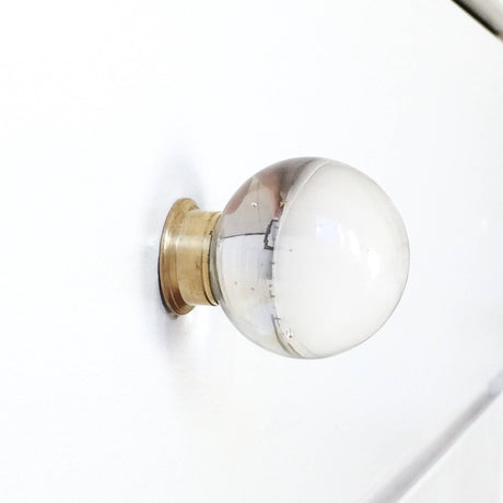 Beautiful unique glass and brass ball round knob