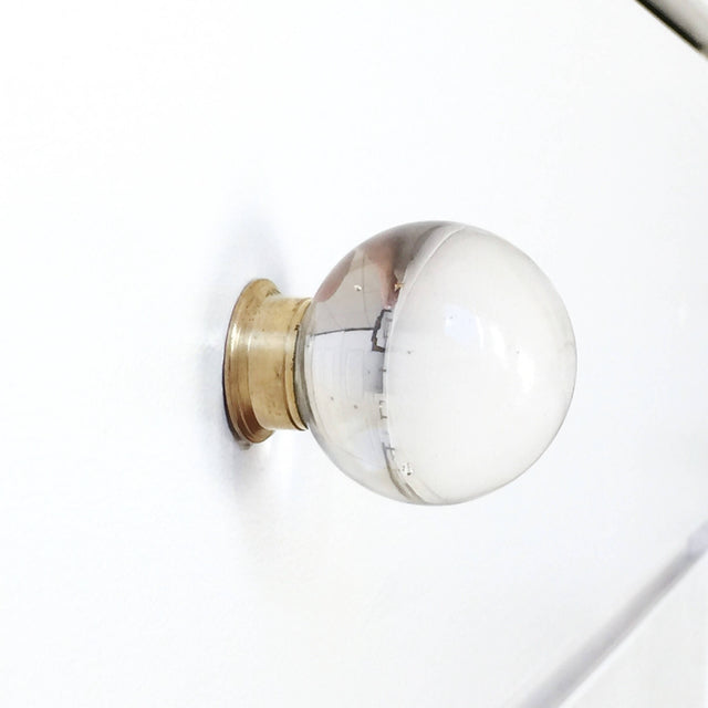 Beautiful unique glass and brass ball round knob