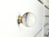 Round Glass and Brass Ball Drawer Knob - Brass Cabinet Hardware 