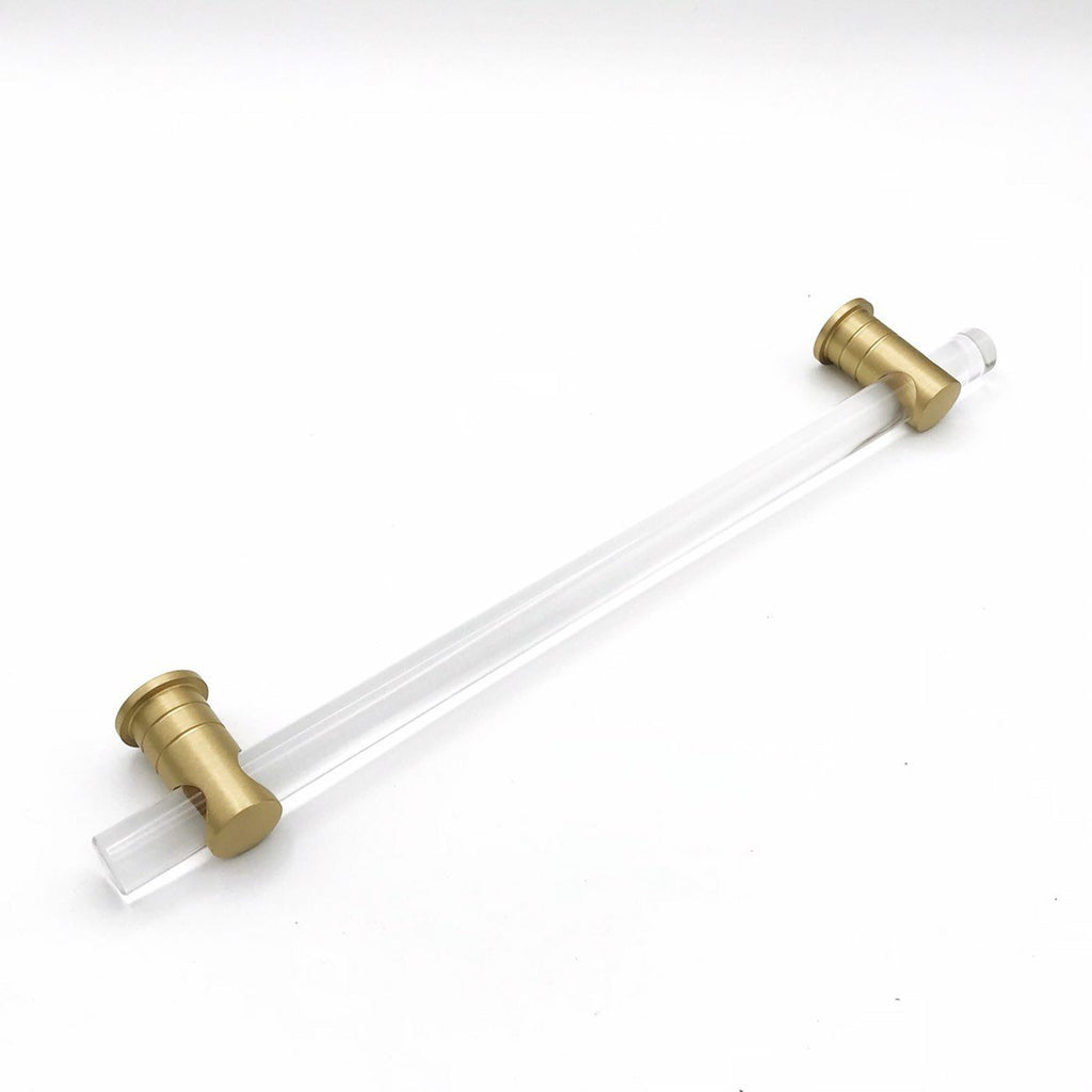 Lucite and Satin Brass "Luz" Drawer Pulls and Cabinet Knob - Forge Hardware Studio