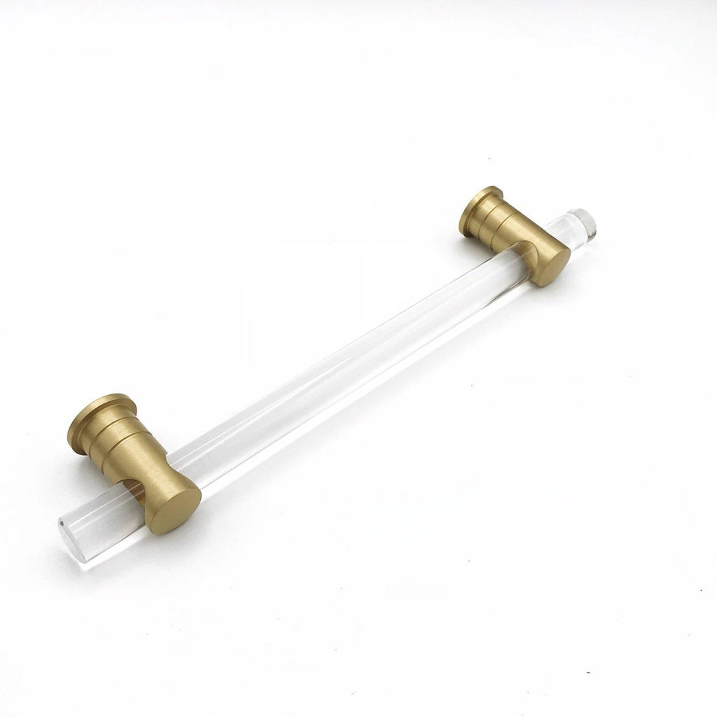 Lucite and Satin Brass "Luz" Drawer Pulls and Cabinet Knob - Forge Hardware Studio
