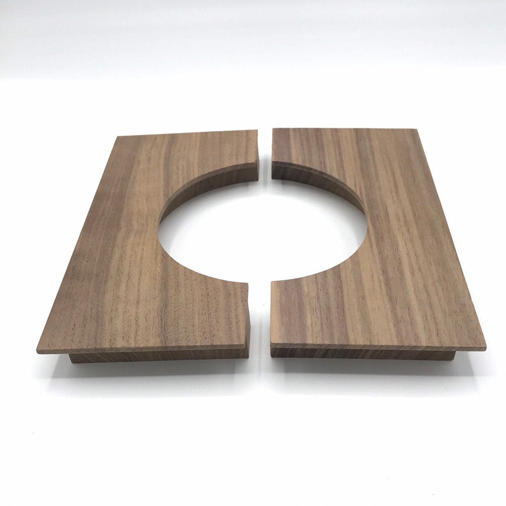 Wood Drawer Handle - Mid-century Modern Half-Square Wood Pull - Brass Cabinet Hardware 
