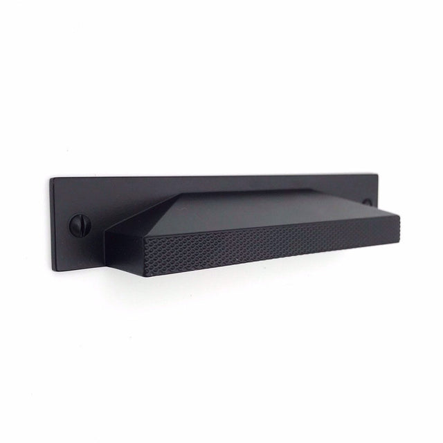 Knurled Cup Bin Pull "Kava" Matte Black Textured Kitchen Drawer Pull - Brass Cabinet Hardware 