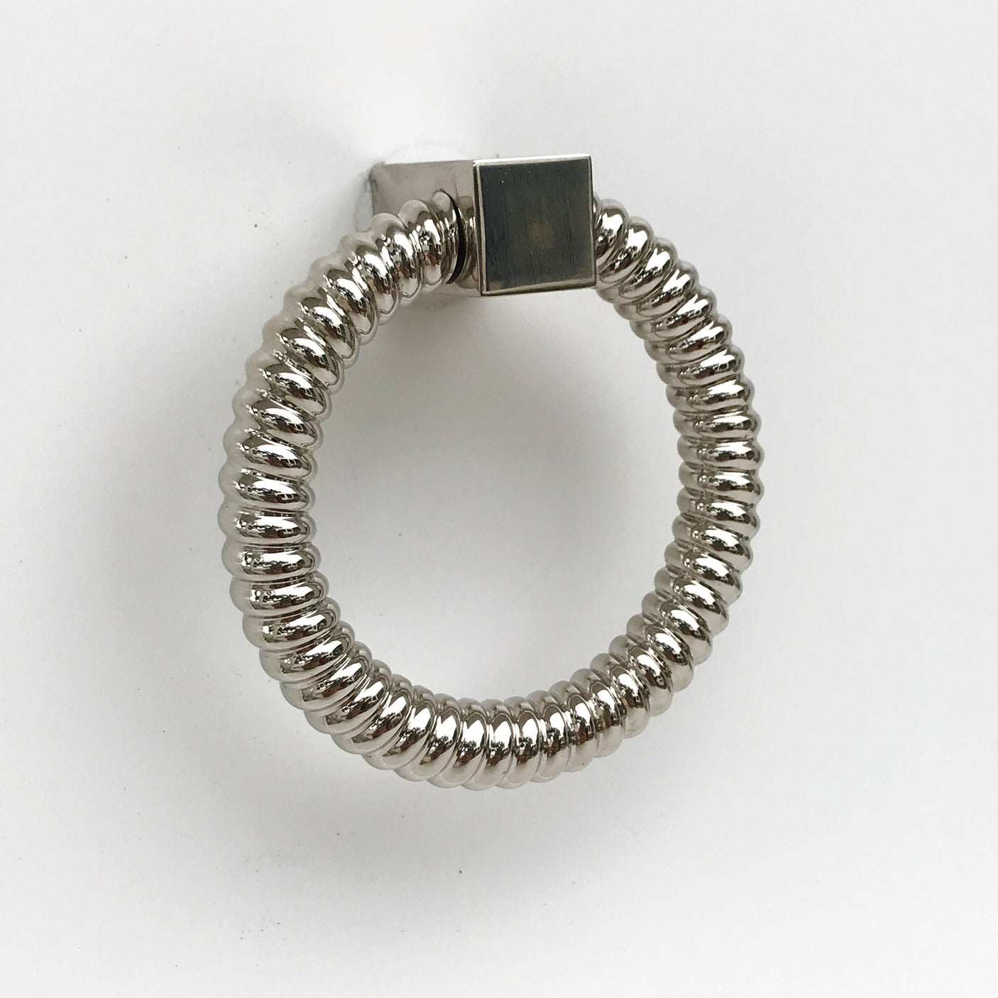 Polished Nickel "Rope" Ring Pull Cabinet Knob - Brass Cabinet Hardware 