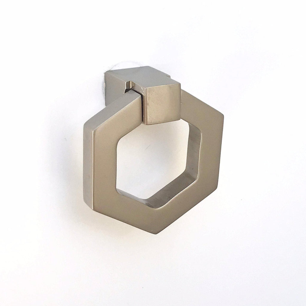 Zimi Satin Nickel Octagon Ring Pull - Brass Cabinet Hardware 